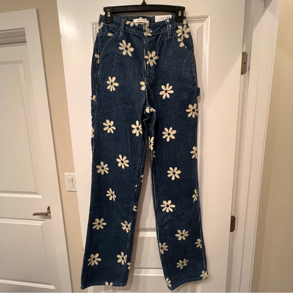 NWT PacSun90s Boyfriend Carpenter Floral Corduroy Pants - Picture 2 of 12